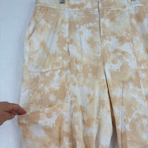Lane Bryant Cargo Capri Pants Tie Dye Cream Peach Stretchy Modal Blend Size 20 - Picture 5 of 12
